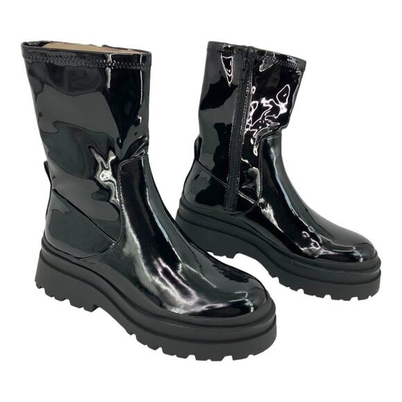 Aldo Big Shot Chunky Patent Sock Bootie Black Size 7.5 NWT $165 MSRP - Picture 4 of 9